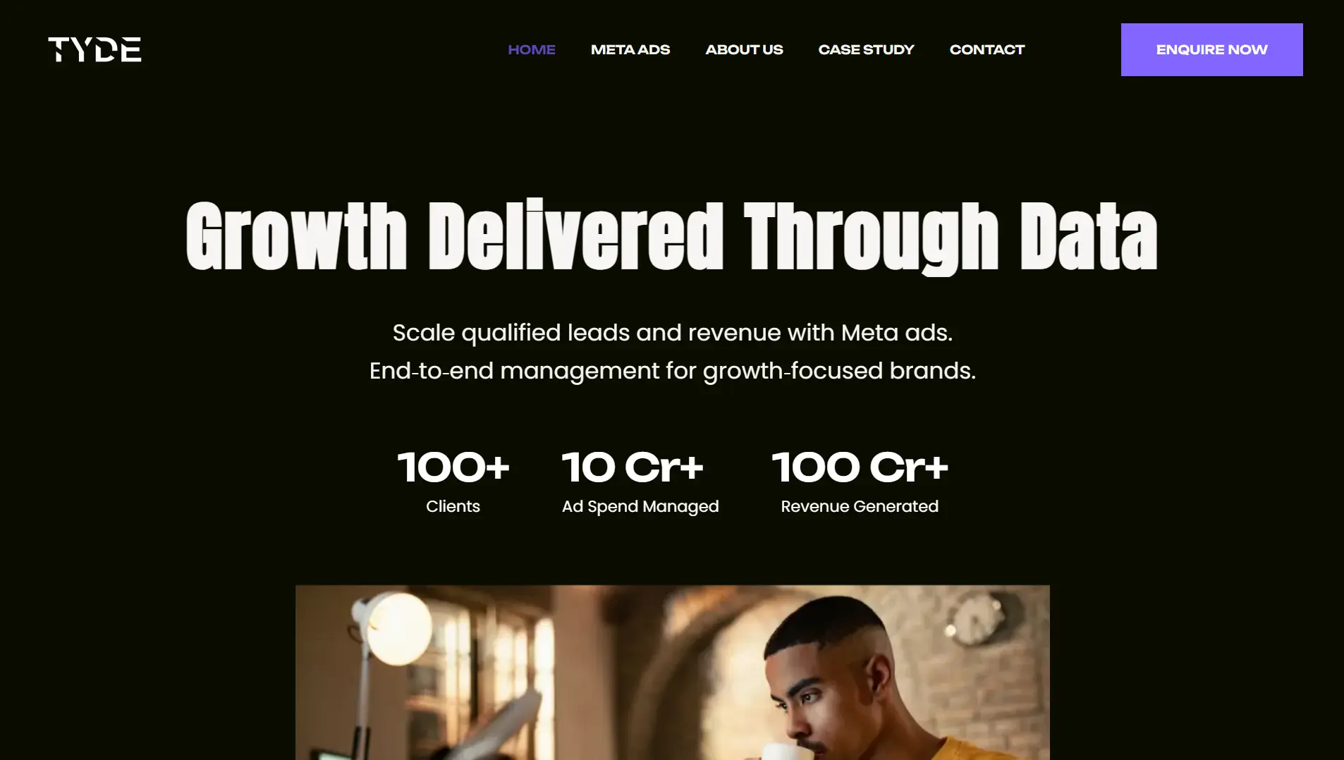 Tyde website homepage built by Revirto