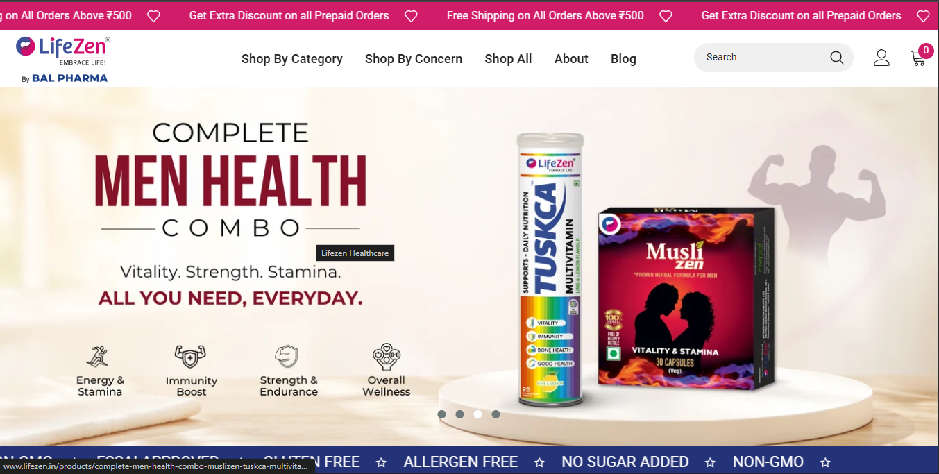 LifeZen by Bal Pharma website homepage